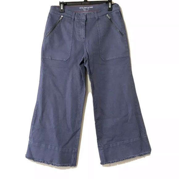 Peace Love World Pants - Peace Love World Twill Wide Leg Crop Pants 10 Blue